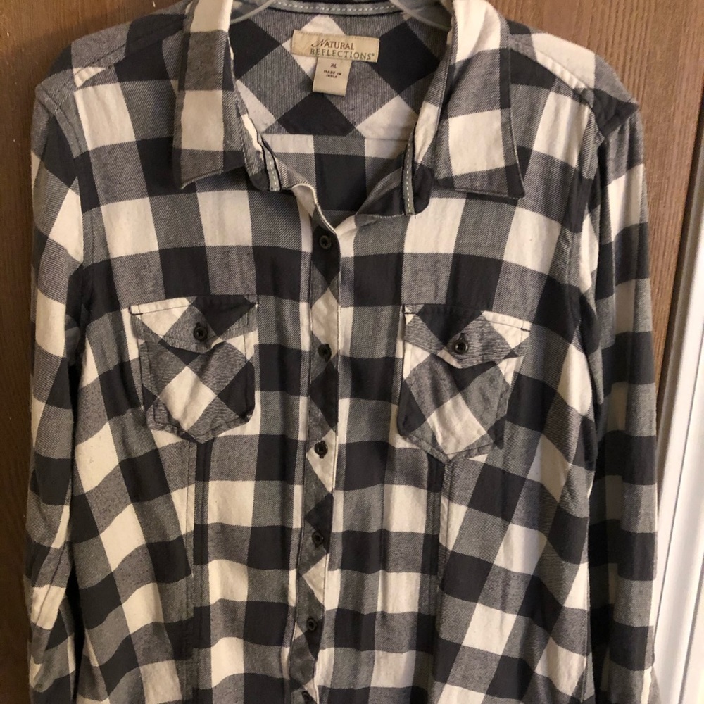 Gray & while flannel